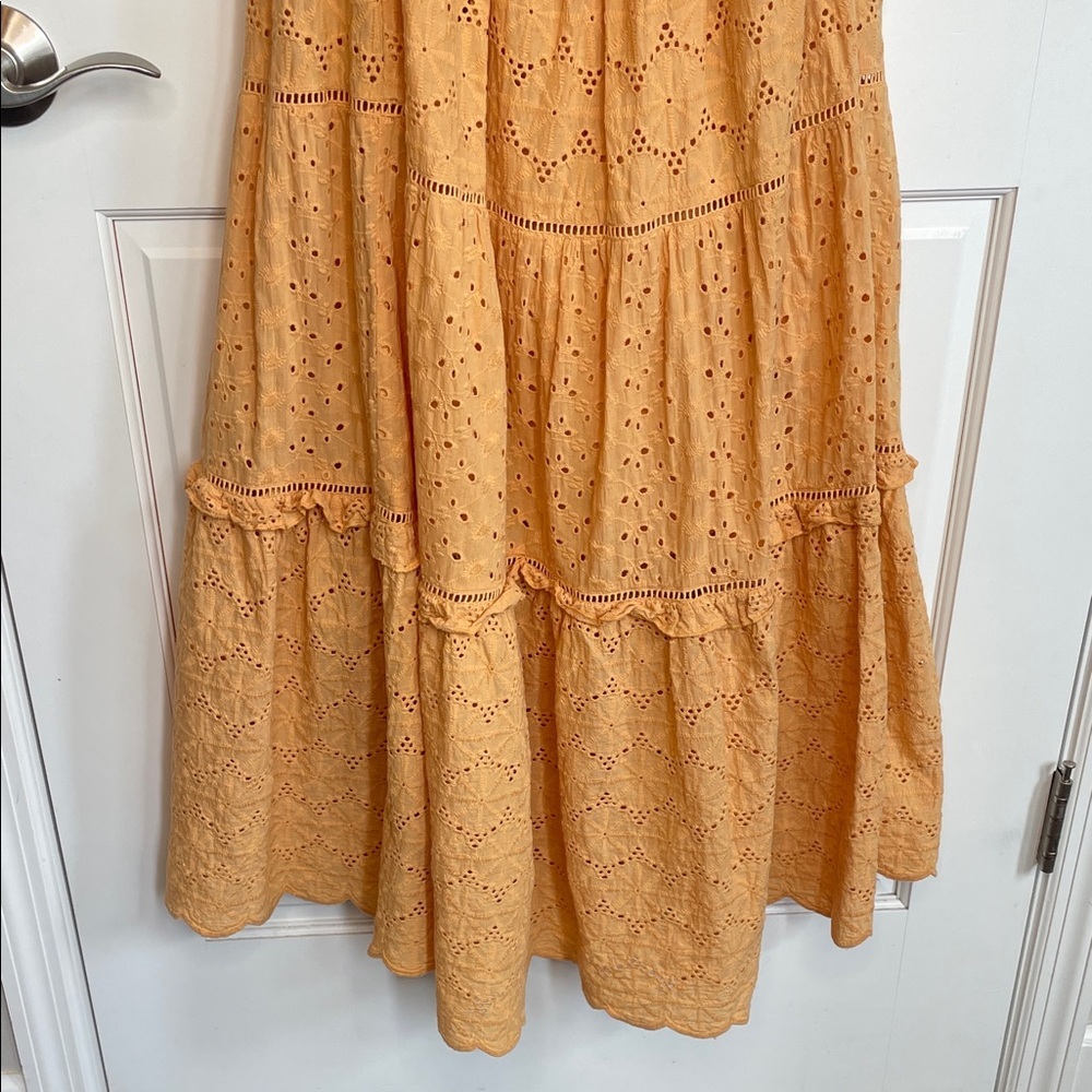 Harni Women’s Mae Embroidered Eyelet Midi Dress Sz M Boho Prairie Peasant - Picture 9 of 15